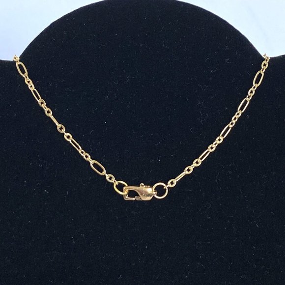 Delicate Chandelier & Peach Topaz Beads Drop Pendant Gold Tone Necklace 17” - Picture 4 of 4